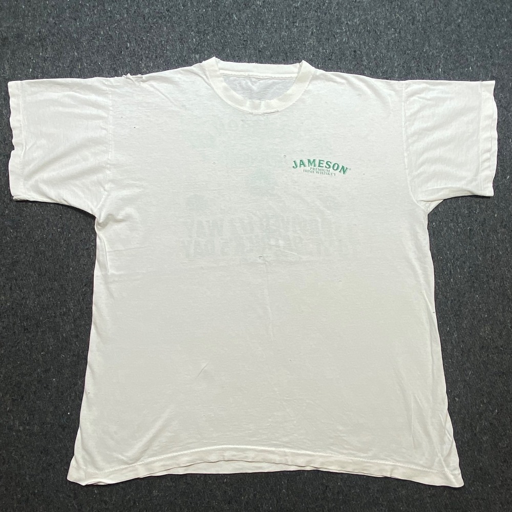 Jameson Vintage Distressed Mens XL White St Patricks Day Graphic T-Shirt‎ Single